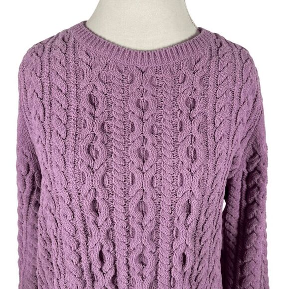 J. Jill Purple Cable Knit Sweater Tunic Soft Chenille Lagenlook Artsy Size 2X - Picture 6 of 9